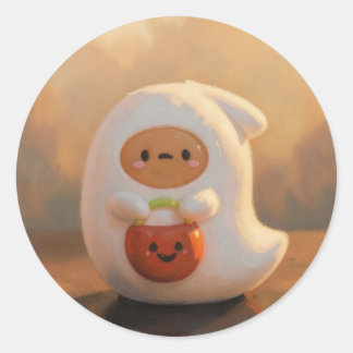 Spook met pompoen emmer halloween ronde sticker