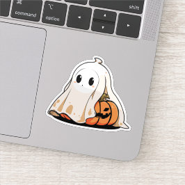 Spook met pompoen sticker