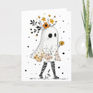 Spook met Zonnebloemen Whimsical Happy Halloween Kaart