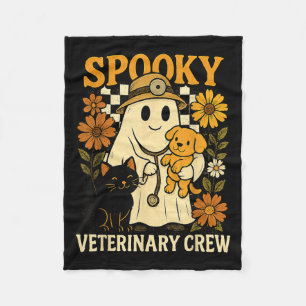 Spook met zwarte kat Hond Dierenarts Halloween Fleece Deken