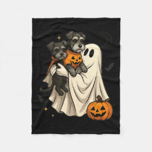 Spook Miniature Schnauzer Hond Halloween Fleece Deken
