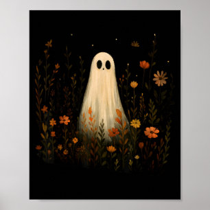 Spook op een bloemrijke weide Halloween herfst ont Poster