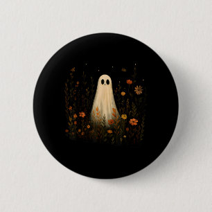 Spook op een bloemrijke weide Halloween herfst ont Ronde Button 5,7 Cm