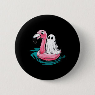 Spook op een zwembad Grappige Spooky Zomer Zomer T Ronde Button 5,7 Cm