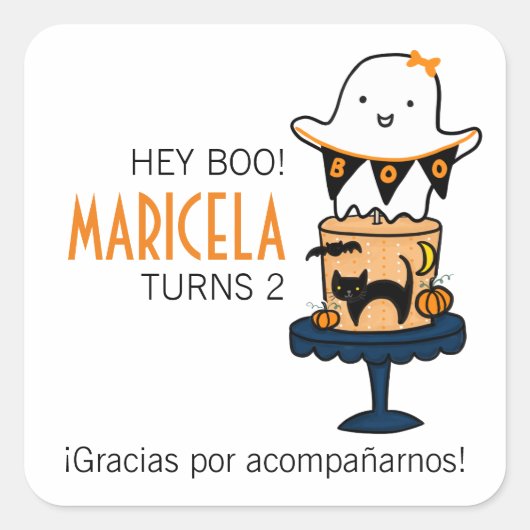 Spook op Halloween Cake Vierkante Sticker (Voorkant)