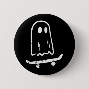 Spook Op Skateboard Leuk Retro Halloween Kostuum B Ronde Button 5,7 Cm