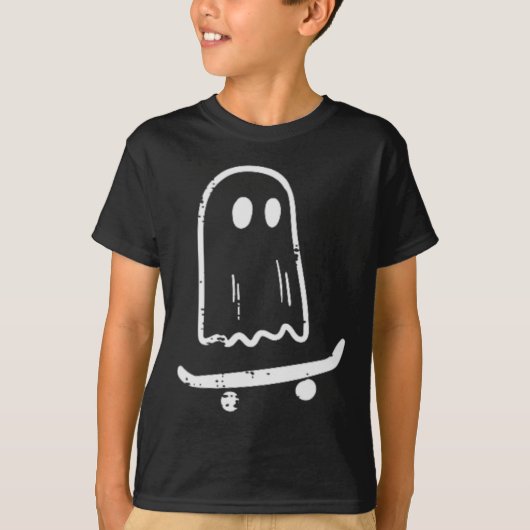 Spook Op Skateboard Leuk Retro Halloween Kostuum B T-shirt (Voorkant)