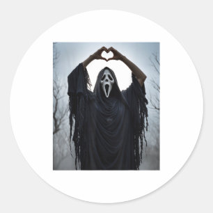 Spook Rode Hart Handen Y Gezicht Halloween Valenti Ronde Sticker