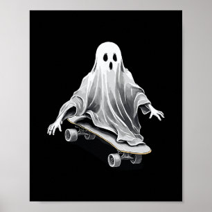Spook Skateboard Grappig Skateboarden Lui Hallowee Poster