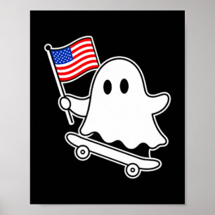 Spook skateboard usa vlag schattig 4 juli grappig poster
