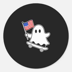 Spook skateboard usa vlag schattig 4 juli grappig ronde sticker