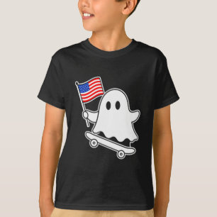 Spook skateboard usa vlag schattig 4 juli grappig t-shirt