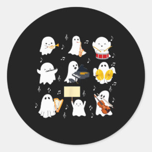 Spook spelen Muziekinstrumenten Halloween Muziek Ronde Sticker