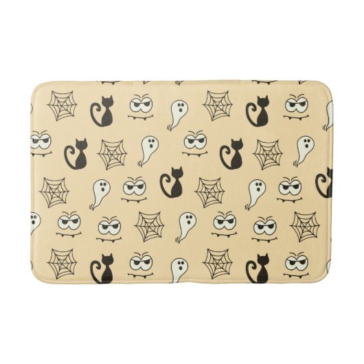 Spook, Spiderwebs en Black Cats Geel Badmat (Voorkant)