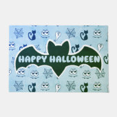 Spook, spinnenwebben en zwarte katten blauw deurmat (Voorkant)