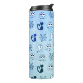 Spook, spinnenwebben en zwarte katten blauw thermosbeker (Gedraaid links)