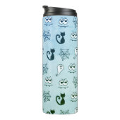 Spook, spinnenwebben en zwarte katten blauw thermosbeker (Geroteerd rechts)