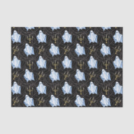 Spook, spinnenwebben & kandelabra Halloween gotisc Tissuepapier