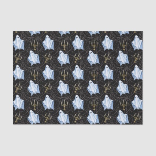 Spook, spinnenwebben & kandelabra Halloween gotisc Tissuepapier (Voorkant)