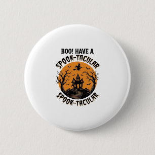 Spook-Taculair Halloween Spokenhuis Vintage T-shir Ronde Button 5,7 Cm