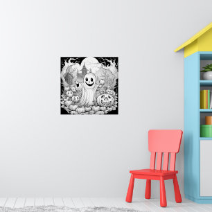 Spook van de pompoen pleister kleur zelf poster