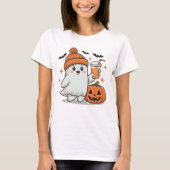 Spook, vleermuizen, pompoen en Drink, Schattigee H T-shirt (Voorkant)