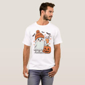 Spook, vleermuizen, pompoen en Drink, Schattigee H T-shirt (Voorkant volledig)