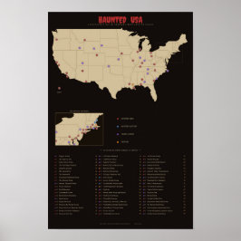 Spookachtig Amerika - Kaart van Amerika's meest sp Poster