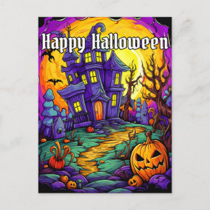 Spookachtig Gehekst Huis Gelukkig Halloween Briefkaart