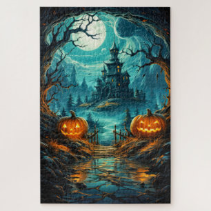 Spookachtig Gehekst Landhuis Gelukkig Halloween Legpuzzel
