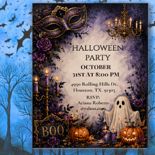 Spookachtig gemaskerd bal Halloween-feest Kaart