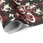 spookachtig gezicht cadeaupapier (Rol Hoek)