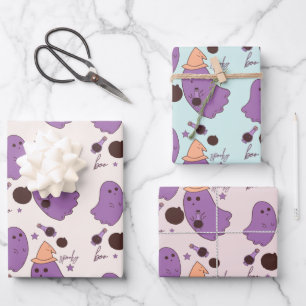 Spookachtig Halloween-patroon met geestenpotion Inpakpapier Vel