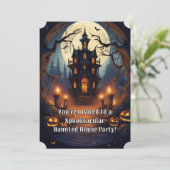 Spookachtig Huisfeest in een Spokenhuis Kaart (Staand voorkant)