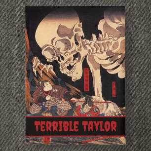 Spookachtig Japans skelet met Jouw naam -  Button