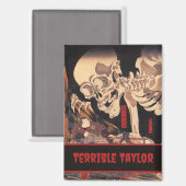 Spookachtig Japans skelet met Jouw naam - Magneet (Voorkant / Achterkant)