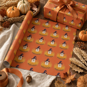 Spookachtig Knuffel Geest En Pompoenen Herfst Kran Cadeaupapier