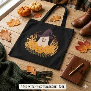Spookachtig Knuffel Geest En Pompoenen Herfst Kran Draagtas