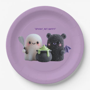 Spookachtig maar Schattig Cute Geest & Beer Papieren Bordje