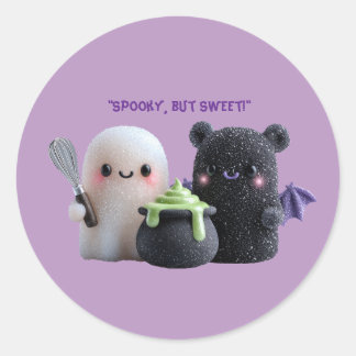 Spookachtig maar Schattige Geest & Beer Ronde Stic Sticker