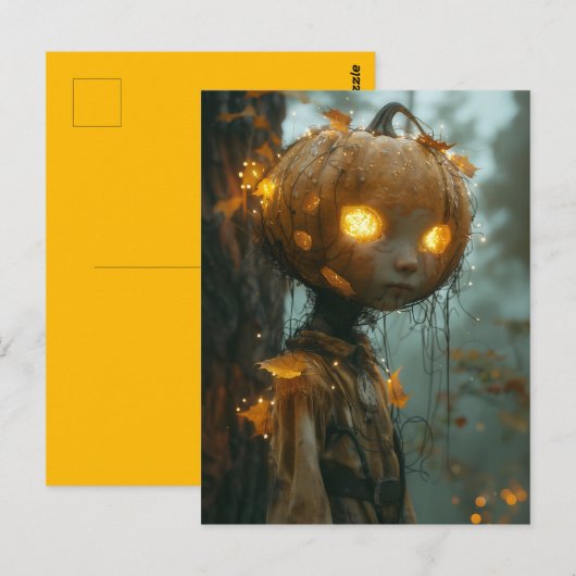 Spookachtig pompoenhoofd briefkaart (Voorkant / Achterkant)