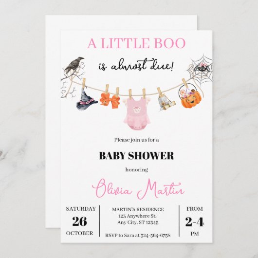 Spookachtig Schattige Halloween Baby shower Kaart (Voorkant / Achterkant)