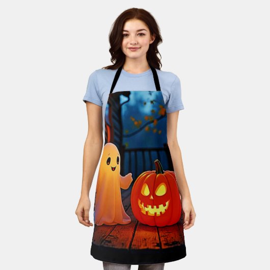 Spookachtig Schattige Halloween Glow Design Schort (Gedragen)