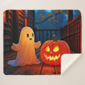 Spookachtig Schattige Halloween Glow Design Sherpa Deken (Voorkant (horizontaal))