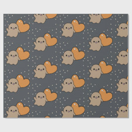 Spookachtig Schattige houtskoolrooster spookhartpa Cadeaupapier