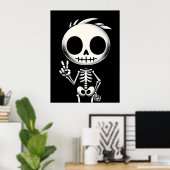 Spookachtig Schattige skelet, Halloween-kunst Poster (Thuiskantoor)