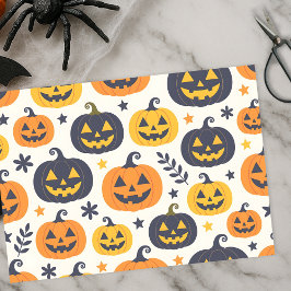 Spookachtig Sinaasappel en Blue Jack-o'-Lanterns m Tissuepapier