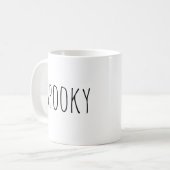 Spookachtig. Zwart-wit leuke typografie Halloween Koffiemok (Voorkant links)