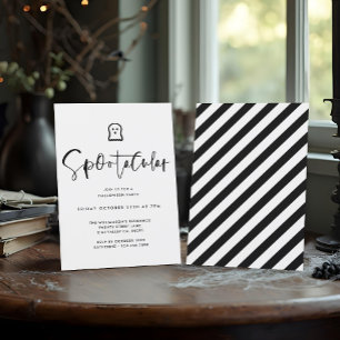 Spookachtig Zwarte Minimaal Geest Halloween Feestj Kaart