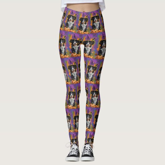 Spookachtige Australische herder Halloween heksenp Leggings (Voorkant)